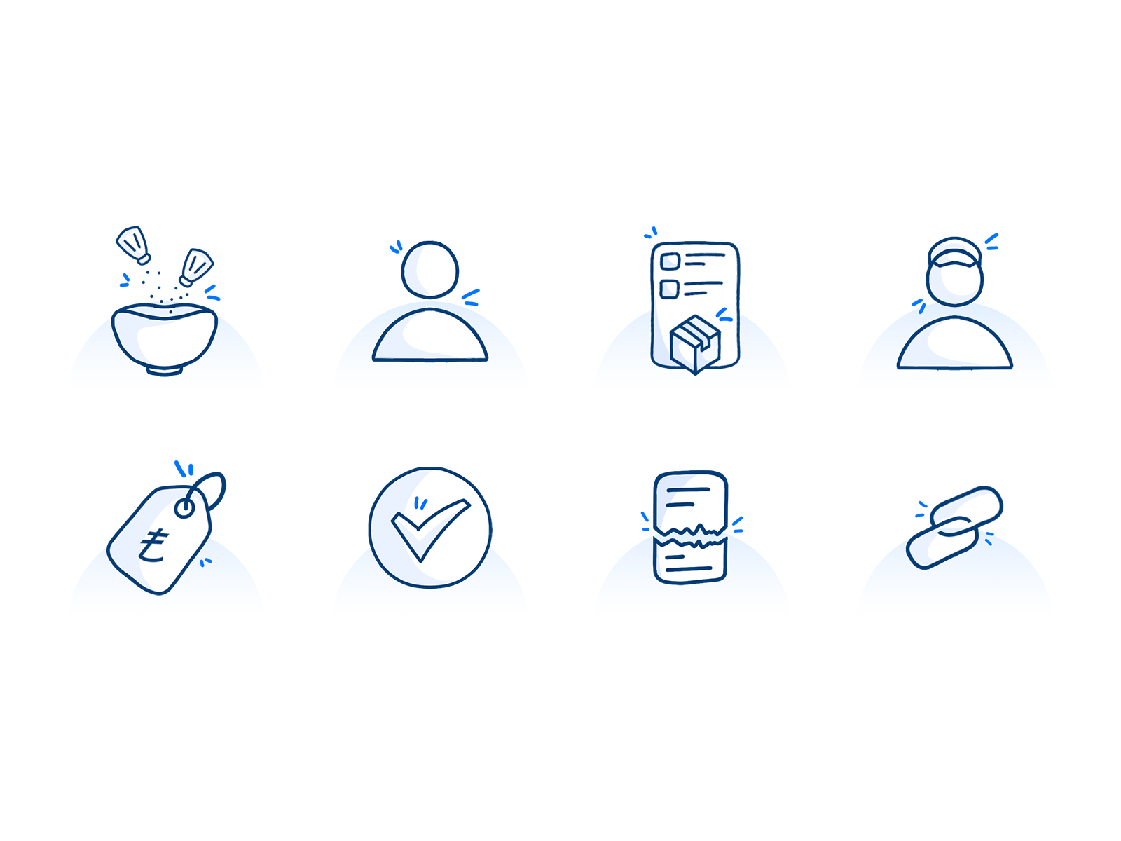Hand Drawing Icons for Dashboard blue icon dashboard icon hand draw icon hand drawn icon icon set link icon orders icon success icon user icon
