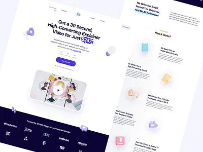 Landing Page: 30 Seconds Explainer Videos 3d colorful landing landing page landing page design landing page ui saas ui video video landing website