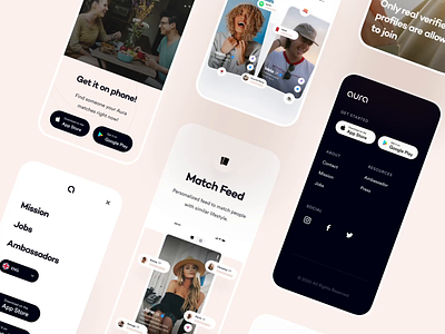 Aura : Homepage Responsive app app design application aura dating app dating app website dating landing page mobile app mobile app design responsive design responsive landing page responsive website