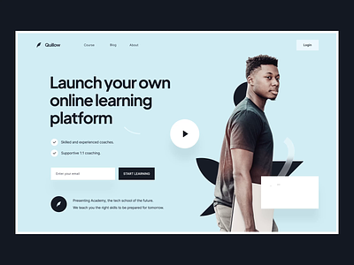 Animation Landing Page: Quillow after effects animation animation after effects design education education platform hero landing landing page landing page design landing page ui platform saas landing page ui