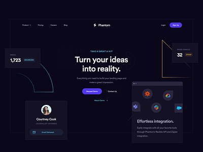 Dark Landing Hero: Phantom dark dark app dark landing page dark mode dark ui dashboard dashboard design dashboard ui hero landing landing page landing page design landing page ui saas saas landing page