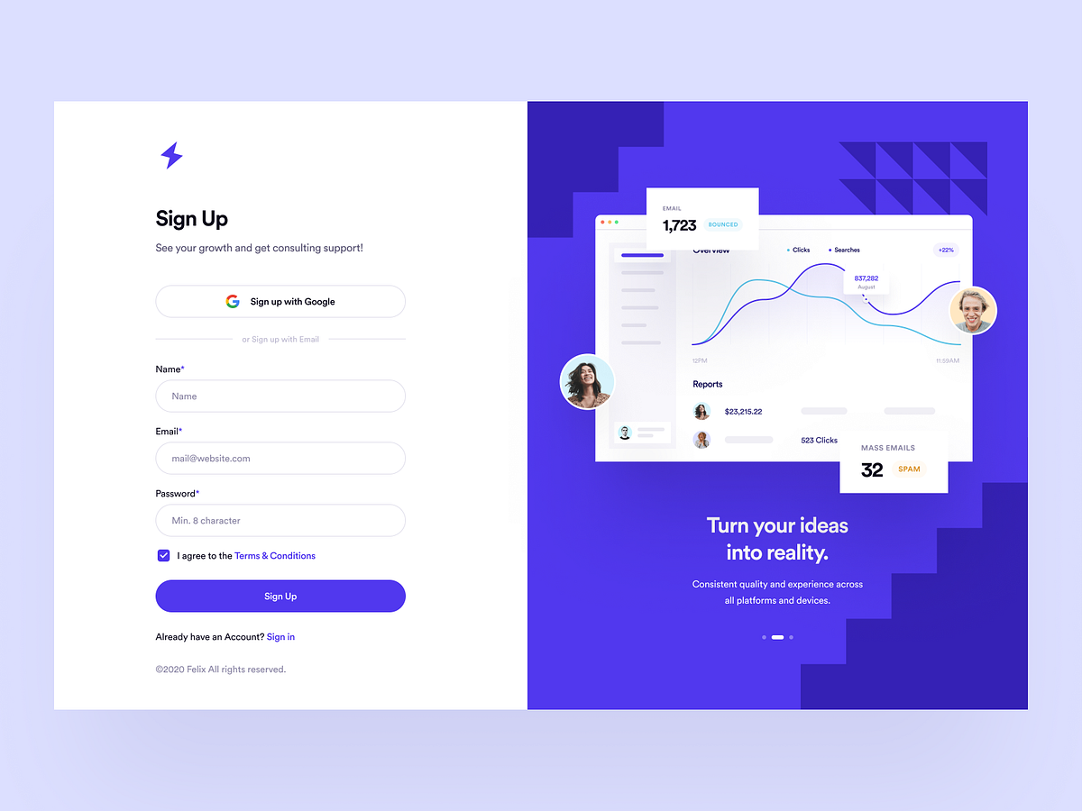 Dashboard: Login & Sign Up by Oğuz Yağız Kara on Dribbble