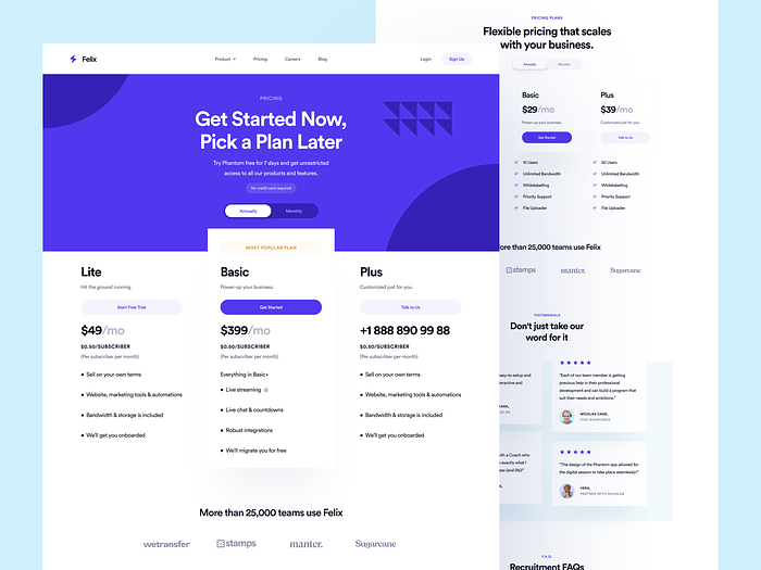 Pricing Page: Felix by Oğuz Yağız Kara on Dribbble