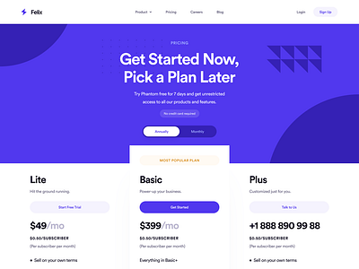 Pricing Page: Felix by Oğuz Yağız Kara on Dribbble