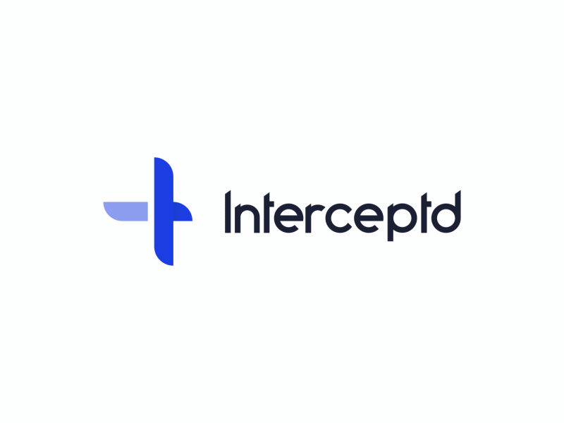 Interceptd Logo Animation agency logo animation blue blue color book branding project color palette digital brand final brand identity final logotype frame rate logo mark logotype motion process option rounded color shapes sequence service style guide transition video animation