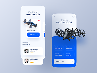 Aero Mobil Re-Design - Mobile App 2020 aero driver app drone fly app mobile mobile app mobile app design mobile application mobile design trend ui