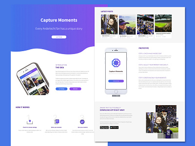 Capture Moments Landing Page app design football homepage landing page landingpage product ui ux web design web development website