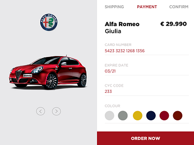 Alfa Romeo credit card checkout #dailyui alfa romeo branding clean dailyui design interface minimal ui ux web web design website