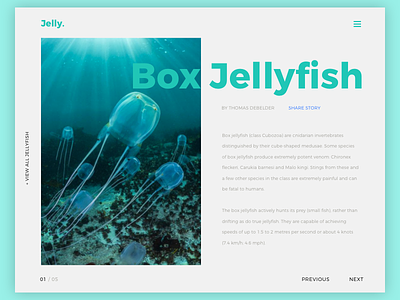 Jelly. article blue branding clean design jellyfish type typography ui ux web design website
