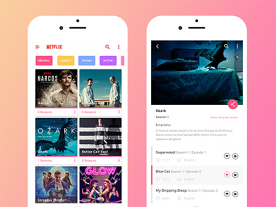Netflix UI/UX App Redesign app branding clean dashboard design interface mobile pink ui ux web design website