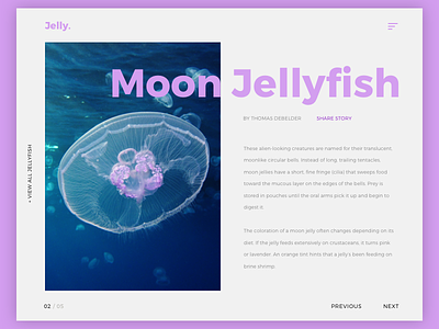 Moon Jelly. article branding clean design jellyfish purple type typography ui ux web design website