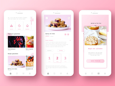 Baker Cooking App app branding clean cook design minimal mobile pink typography ui ux web