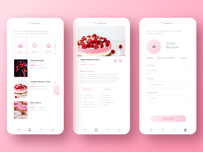 Baker Cooking UI/UX App app branding clean cook design minimal mobile pink typography ui ux web