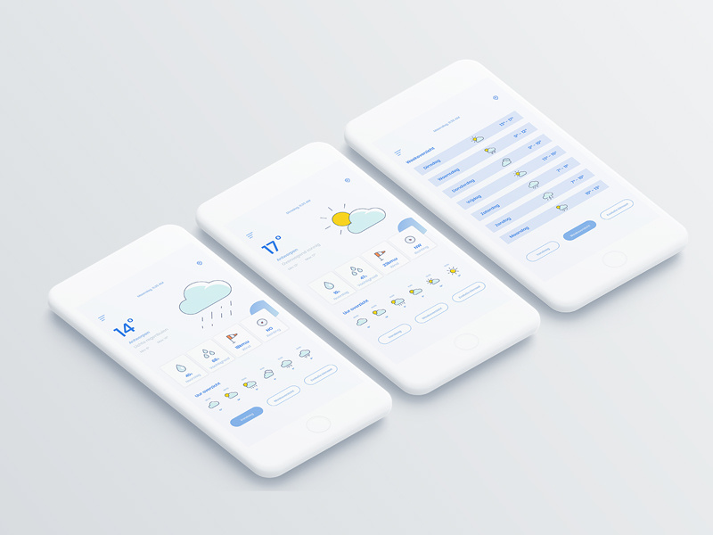 Weather App web typography blue illustration minimal clean app design ui ux branding mobile