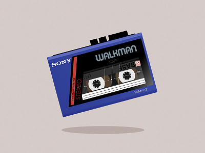 Cassette Player 80s cassette electronic illustration music player recorder vintage walkman