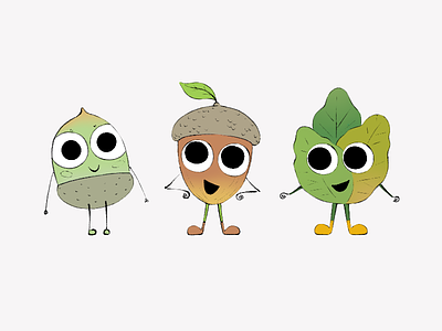Three ages of life acorn acorns ages app character design growth illustration oak tree