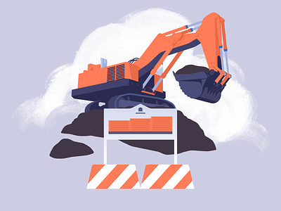 Digging high and low business cloud construction digging epic excavator illustration web