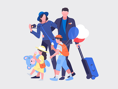 Family vacation to France adults aic bank banking family france illustration kids man travel vacation web woman