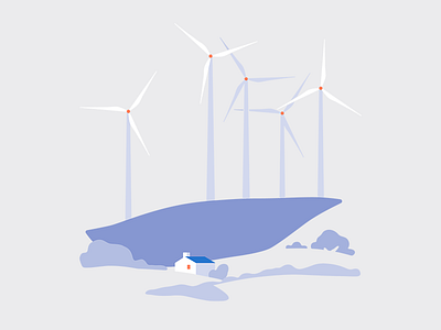 Catching wind aic app energy house illustration landscape turbine web
