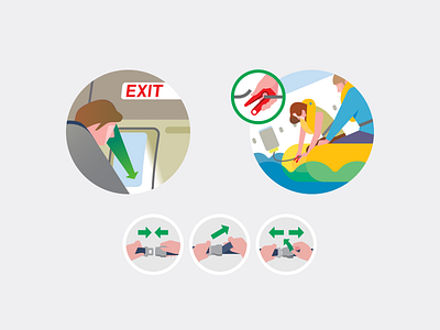 Safety on board airplane board illustration instruction instructional safety