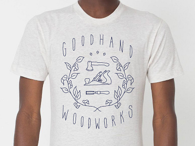 Goodhand Shirt for sale acorn black drawn goodhand illustration shirt sketch tools white wood woodwork