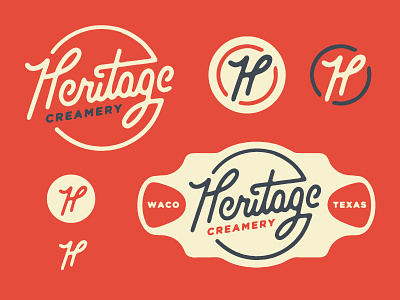 Heritage creamery Logo branding cream creamery h hand drawn heritage logo red type typography vintage