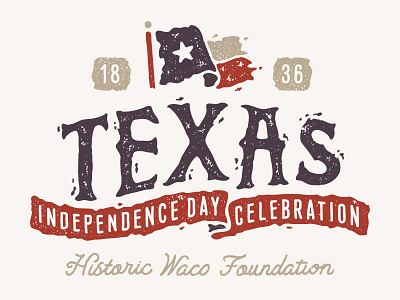 Texas Independence Day Celebration blue drawn flag hand drawn illustration red texas type typography white