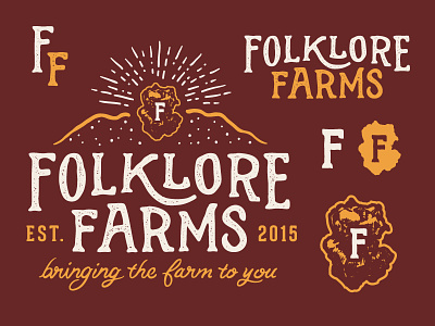 Folklore Farms branding drawn f farm folk folklore hand drawn illustration logo red sketch yellow