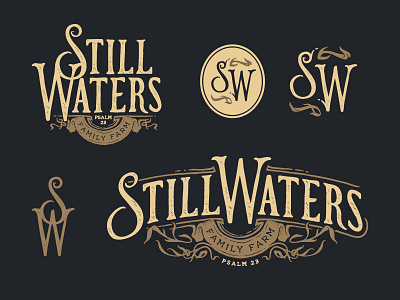 Still Waters Logo Design black branding brown hand drawn illustration logo still waters tan type typography