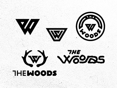 the Woods logos antlers black bold deer lettering line logo sketch the type white wood woods