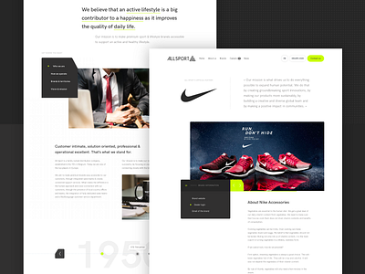 All Sport - About & Brand Page about about me brand brand assets corporate design history nike slider sport sport branding timeline ui warehousing webdesign wholesaler