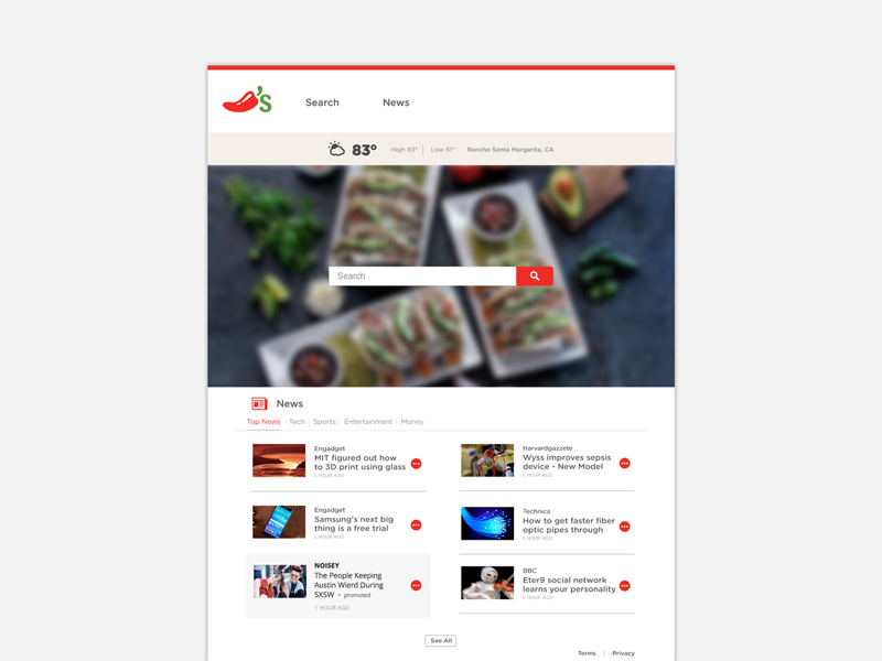 Chili's Ziosk Langing Page Desktop by Leo Ventura on Dribbble