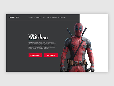 Who Is Deadpool? concept deadpool design marvel movies profile redesign ui web wip