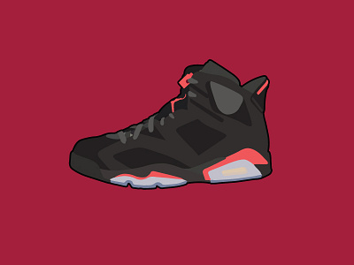 Air Jordan - Black Infrared 6s 6s air black icon illustration infrared jordan minimalism shoe vector