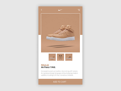 Nike Air Force 1 Mid. - Mobile Product Page air cart concept design force mobile nike page product shop ui