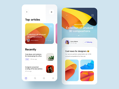 News app design app article blog card clean design feed graphics illustration interaction interface ios mobile news product design ui ux