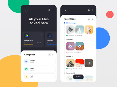 File manager app app application clean dashboard file manager files interface ios management mobile photo product product design storage ui ux