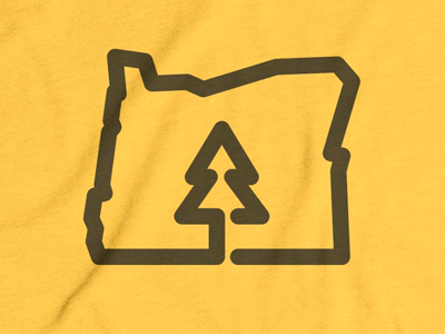 Oregon is for Trees! oregon state outline think lines tree cotton bureau