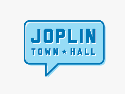 Joplin Town Hall blue liberator overprint speech bubble
