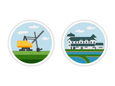 Location Icons building coal shovel icon pond water