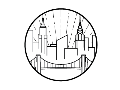 New York Seal badge brooklyn bridge chrysler building empire state building new york outline seal skyline