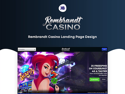 ♠ Rembrandt - Casino Landing Page Design casino landing page slot casino slots spins ui ux