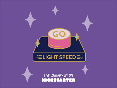 Push the button!! adventure button enamel pin fast illustration kickstarter light speed space vector