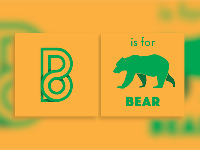 B is for Bear alphabet b bear book flat design green vector yellow