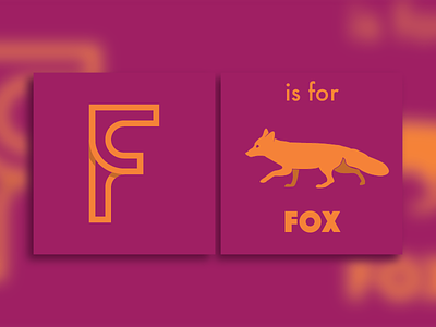 F is for Fox alphabet book f flat design fox orange purple vector