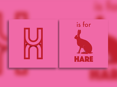 H is for Hare alphabet book flat design h hare pink red vector