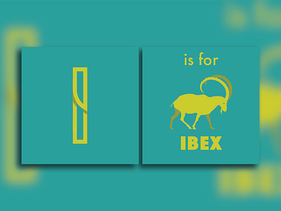 I is for Ibex alphabet book flat design green i ibex lime green turquoise vector