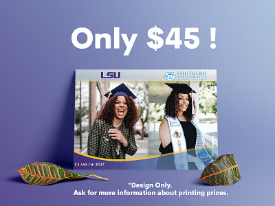 Twin Graduation Invitation graduation invite louisiana state university lsu mockup promo southern university subr