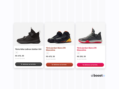 UiBoost sneakers e-commerce cards