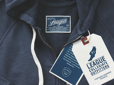 Vintage Fleece Hang Tag & Woven Label apparel collegiate fleece hangtag label league tag woven